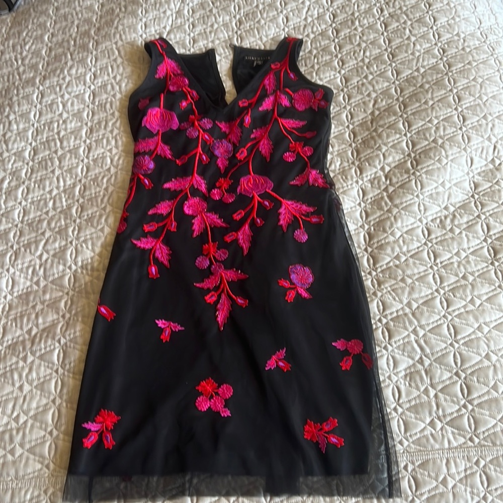 Aidan Mattox black Dress with Flowers Size 4